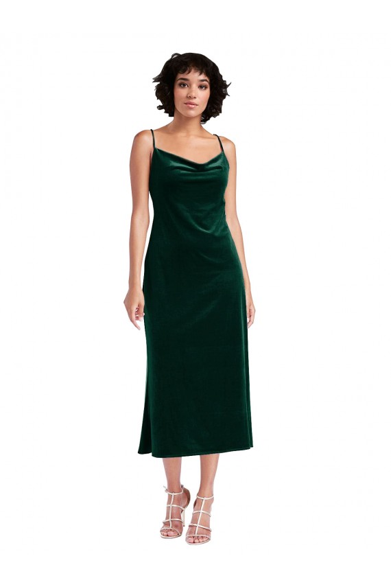 Fournisseurs de Vert foncé Fourreau midi Velours Stretch Courte Robes demoiselle d'honneur / Robes de soirée / Robes de cocktail