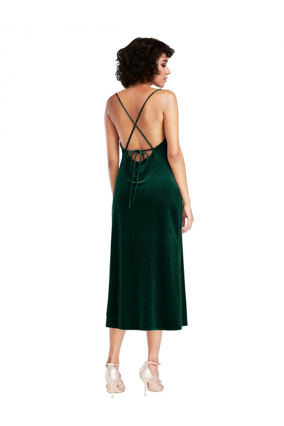 Fournisseurs de Vert foncé Fourreau midi Velours Stretch Courte Robes demoiselle d'honneur / Robes de soirée / Robes de cocktail
