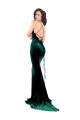 Fournisseurs de Vert foncé Sirène Col Haut Balayage train Velours Stretch Longue Formelles Robes demoiselle d'honneur / Robes de soirée / Robes de bal
