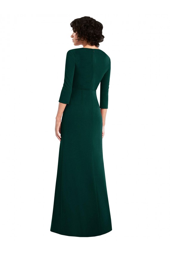 Fournisseurs de Vert foncé Trompette Col V Spandex Longue Formelles Robes demoiselle d'honneur / Robes de soirée / Robes de bal