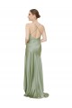 Fournisseurs de Vert fumée Trapèze Satiné Soyeux Longue Asymétrique Formelles Robes demoiselle d'honneur / Robes de soirée / Robes de bal