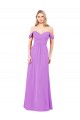 Fournisseurs de Violet Trapèze Épaule Dénudée Mousseline Longue Robes demoiselle d'honneur